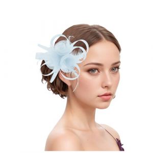 Chapeau bibi vintage pour femme - Voile de mariée - Accessoire de cheveux - Plume - Voile - Banquet - Chapeau en maille - Barrettes à cheveux élégantes - Pour carnaval, cocktail, thé (Woybda, neuf)