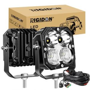 RIGIDON 2x Carré phare de travail led avec 12v DT faisceau kit, 4.3 Pouces 30W 2500LM, feux de travail pour offroad Véhicules Voiture camions ATV UTE 4x4 tracteur Bateau, 6000K Étanche barre de Led (Sanyue-EU, neuf)