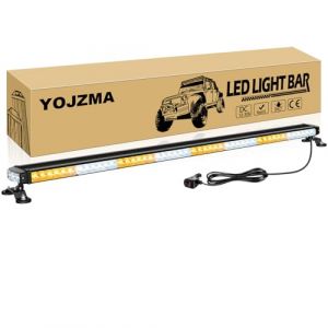 YOJZMA Barre Feux Strobe d'Urgence de Toit 49 Pouces 102 LED, Gyrophare d'Avertissement de S&eacute;curit&eacute; Clignotant Double Face avec Base Magn&eacute;tique pour Chasse-neige, V&eacute;hicules Construction (Ambre/Blanc) (FSYIHUI, neuf)