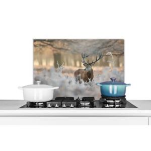 Credence Cerf - Animaux - Hiver Fond de hotte 60x40 cm Credence aluminium Plaque inox de cuisine (WallCircle, neuf)