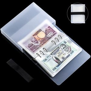 Uncle Paul Album de 100 Monnaies de Poche - 7 × 4 Pouces Porte-Billets Portable Livre de Rangement pour Billets de Banque Documents Billets Cartes Timbres Collection AN0501BK (Uncle Paul Direct, neuf)