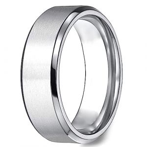 ESHIONER G23 Bague en Titane pour Hommes Bague 8MM Argent Anneaux de Mariage Hommes Bagues de Fiançailles pour Hommes Anneau d'amitié Anneau de Promesse Anneau de Mariage Taille52-70 (ESHIONER Jewellery Outlet, neuf)