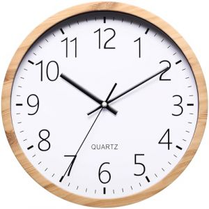 NUOVO Horloge Murale Ronde en Bois d'imitation de 30 cm, Salon, Chambre à Coucher, Cuisine, silencieuse, sans tiques, Horloge Murale rétro Minimaliste Moderne (30 cm 12 Pouces) (comtex watch, neuf)