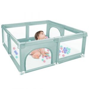 Parc Bébé, Parc de Jeux Bébé Démontable Lavable, Parc Centre d'activités pour Enfants avec 50 Balles Marine, Grand Parc Adapté Intérieur avec Grille de Protection (Vert Foncé, 120x120x66cm) (hlang EU, neuf)