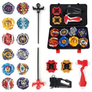 LUFEIS Bey Toupie Blade Burst Set, 12in1 Toupie Metal Fusion avec Lanceur, Bey Toupie avec Boîte, Tops de Combat Toupies, Metal Fusion Burst Turbo Blade Gyro de Combat Jouet Set pour Enfants (weiyuyu, neuf)