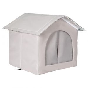 Niche d'ext&eacute;rieur pour chat &ndash; Abri chaud r&eacute;sistant aux intemp&eacute;ries, cabine grillag&eacute;e pour animaux de compagnie | Lit isol&eacute; pour chat pour temps froid, chiot, chien, chaton, petit et moyen animal, jard (binxow, neuf)