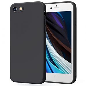 YLK Coque Compatible avec iPhone SE2022/SE 2020/iPhone 8/7, Coque Int&eacute;grale Ultra Fine en Silicone avec Doublure en Microfibre Douce, Design &agrave; Bords Droits (Noir) (YYSuoEn, neuf)