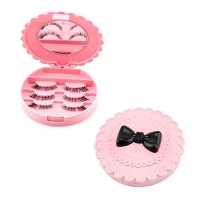 Beaupretty 1 Pièce boite de rangement faux cils portable organisateurs et stockage de cils caisses plastique rangement malette rangement plastique case de cils étui miroir de maquillage rose (lorianca, neuf)