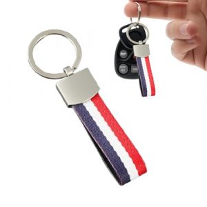 SGERUFZ Porte-clés avec Drapeau français, Sangle en Nylon, Porte-clés de Voiture, Logo de Voiture, incassable, antirouille, inaltérable, Logo coloré (BeanyBeng, neuf)