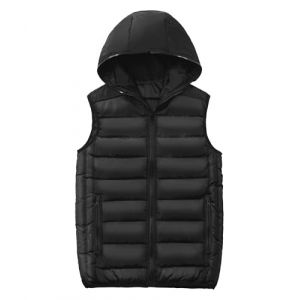 LAUSONS Enfant Gilet à Capuche Hiver Garçon Fille Veste sans Manche Gilet Matelassé Noir 164-170/14-15 ans (Lau's Store, neuf)