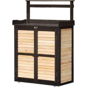 Arbour Armoire de Jardin Multifonction en Bois FSC 97x45x120 cm | Table de Pr&eacute;paration Acier Galvanis&eacute; | Rangement Outils avec A&eacute;ration et Crochets | R&eacute;sistante aux Intemp&eacute;ries (Mon Univers Jardin, neuf)