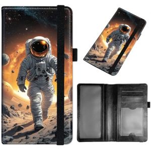 GYSYZJDH &Eacute;tui de ch&eacute;quier pour homme et femme, fin en cuir synth&eacute;tique avec blocage RFID, &eacute;l&eacute;gant et durable, Astronaute 02, Checkbook Cover (GYSYZJDH, neuf)