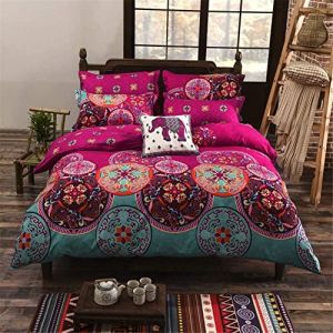 Michorinee Housse de Couette 140x200 + Taie d'oreiller 65x65 cm - Motif Indien Mandala Parure de Lit Bohème - Linge de Lit Exotique 1 Personne Adulte avec Fermeture Éclair (AShanlan, neuf)