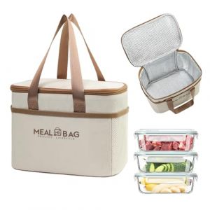 MSLSOZ Sac &agrave; d&eacute;jeuner pliable, sac isotherme repas, r&eacute;sistant &agrave; l'eau, sac &agrave; d&eacute;jeuner isotherme r&eacute;utilisable pour femme, homme, enfant et &eacute;tudiant, voyage, pique-nique (Kaki). (MINSHSM STORE, neuf)