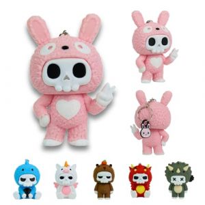 Porte-cl&eacute; Lapin Kawaii avec Anneau Pendentif de Sac &agrave; Dos Accessoire Original Cadeau Mignon Unique Figurine en Forme de Breloque de Sac D&eacute;coration Clef de Voiture Trousse Animaux (BRK France, neuf)