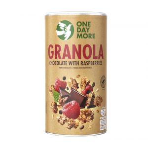 One Day More Granola au chocolat et framboises 450 g Petit-d&eacute;jeuner nutritif pour l&rsquo;&eacute;nergie, Croustillant, Douceur naturelle, Parfait pour commencer la journ&eacute;e (OneDayMore Shop, neuf)