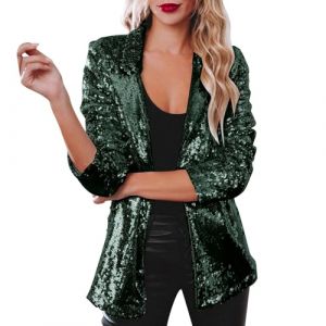 Femmes Paillettes Blazer Casual Sequin Veste Manches Longues Glitter Party Brillant Manteau Rave Surv&ecirc;Tement Doudoune pour Soir&eacute;E Cocktail C&eacute;R&eacute;Monie F&ecirc;Te Danse Bal Club (usitable, neuf)