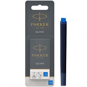 Parker cartouches d'encre pour stylo plume | longue | encre bleue effa&ccedil;able QUINK | Lot de 5 (emballage blister) (Papeterie Libellus, neuf)