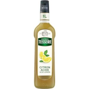 Sirop de Citron Acide Mathieu Teisseire, pour boissons, cocktails avec ou sans alcool, bières, thés, sodas, bouteille de 1L (THE SIROP SHOP, neuf)