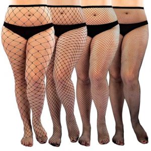 WOOKIT Collant Resille noir, Collants Résille Grande Taille, Bas Résille Noirs pour Femmes, Collants Sexy Taille Haute Grande Taille - 4 pièces Mixte (WOOKIT, neuf)