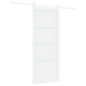 vidaXL Porte coulissante avec kit de matériel Blanc 83x202 cm en Bois Massif de pin (vidaXL FR, neuf)