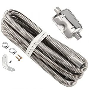 NGOSUET Tuyau d'&eacute;chappement 300 cm 25 mm pour g&eacute;n&eacute;rateur d'&eacute;lectricit&eacute;, tuyau d'&eacute;chappement en acier inoxydable avec silencieux et collier de serrage, tuyau d'&eacute;chappement pour chauffage auxiliaire (GUOQIEU, neuf)