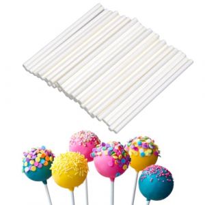 COYUN Lot de 100 b&acirc;tonnets pour cake pops en papier, Baton Sucette Pop Cake, Batonnet Pop Cake B&acirc;tonnets en Papier pour Cakepop, Lollipop, Chocolat, Blanc(100pcs) (HLWA RETAILS LTD UKSTORE, neuf)
