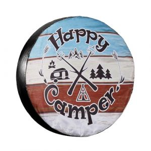 JSCARLIFE Happy C-amper Housse de pneu de secours Protection de roue r&eacute;sistante aux intemp&eacute;ries et &agrave; la poussi&egrave;re Universelle pour remorque, camping-car, VUS, camion, C-amper, remorques de voyage (JscarlifeEU, neuf)