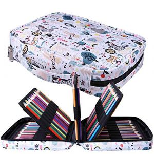 JAKAGO Trousse Crayon de Couleur 220 Grande Trousse Scolaire avec Poign&eacute;e Solide,Portable &eacute;tanche Sac a Crayon Id&eacute;al pour Excellent Cadeau Femme/Homme/&eacute;tudiant/Artiste (Forest) (Jakago EU, neuf)