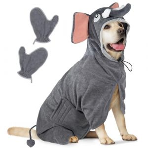 Bibykivn Peignoir pour Chien en Microfibre, Serviette pour Chien Super Absorbante, Lavable Serviette pour Animaux Peignoir de Bain, Réglable Peignoir pour Douche Natation (Éléphant, L) (Bibykivn, neuf)