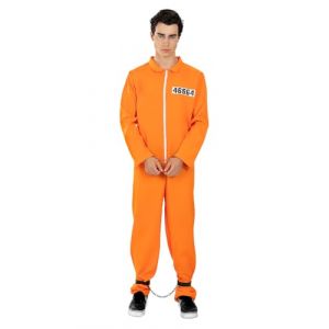 Funidelia Déguisement de Prisonnier Orange pour Homme avec menottes, Combinaison de Détenu pour Adulte Prisonnier Criminel, Déguisements pour Carnaval, Halloween & EVJF/EVG – Taille M - L (Funidelia FR-BE-LU, neuf)