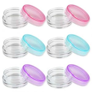 ZXCHOME Contenants Cosmétiques, 6 Pièces Pots D'échantillons de Voyage, Petite Pots Ronds Clairs Vides, Mini Pots Cosmétiques Vide, pour Crème, Échantillons, Poudre, Baume à Lèvres,5ml (SWYSGS, neuf)