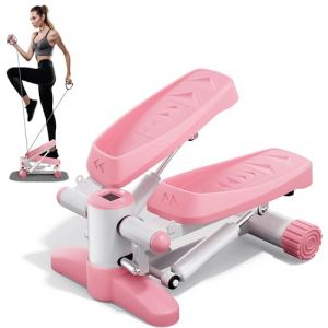 Mytrix Pink Stair Stepper pour exercices, mini stepper portable avec bandes de r&eacute;sistance, affichage LCD (330 lb) pour les calories, machine &agrave; stepper d'a&eacute;robic fitness pour l'entra&icirc;nement &agrave; la maison (uShopMall-USA, neuf)