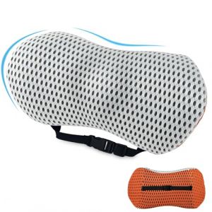 Aipwerer Coussin Lombaire Voiture,Oreiller de Soutien Lombaire pour Chaise de Bureau et Siège de Voiture,Coussin de Dossier avec Sangle Réglable,pour Maison,Bureau,Voiture (Orange/Gris Clair) (SZKYDGS, neuf)