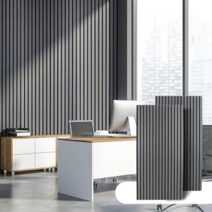 Jaxguom Lot de 4 panneaux acoustiques en bois - 120 x 60 cm - Pour améliorer l'acoustique de la pièce - Avec placage de bois et feutre - Panneaux muraux 3D pour l'intérieur - Revêtement mural - Gris (WATCHINGDAY, neuf)