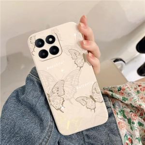 QIODAYI Compatible avec Honor X6 4G/Honor X8 5G/Honor 70 Lite Coque en Silicone Papillon Argent Rose Peinture &agrave; l'huile Cr&egrave;me (xingruihong, neuf)