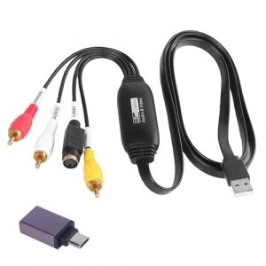 Kryolithm Convertisseur VHS vers num&eacute;rique, Carte d'acquisition vid&eacute;o USB 2.0, Capture vid&eacute;o RCA/AV/Scart vers USB, Facile &agrave; Utiliser, Plug & Play pour Windows (sauf Windows 7 Pro) et Mac (HUA QIAN, neuf)