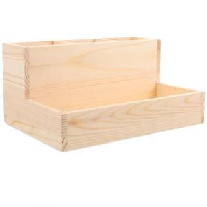 Mikikit Bo&icirc;te de Rangement pour Maquillage en Bois Compacte Organiseur avec Compartiments pour Pinceaux Cotons et Accessoires Rangement Cosm&eacute;tique Pratique pour Coiffeuse et Voyage (Famidago, neuf)