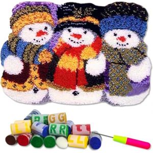 YOOTOM Kit de Tapis de Crochet &agrave; Point Nou&eacute; di Coussin au Crochets &agrave; Loquet Bricolage, tapis noeud nou&eacute;,No&euml;l Cr&eacute;ation de Tapis &agrave; Crocher pour Adultes et Enfants, Christmas Latch Hook Kits 50x38cm (YOOTOM-DECOR, neuf)