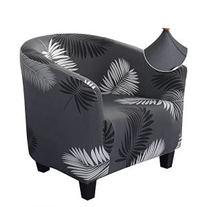 Jaotto Housse pour fauteuil de style cocktail, Chesterfield ou Tullsta, universelle, lavable, amovible, antidérapante, extensible, pour salon ou comptoir, motif à plumes (Jaotto, neuf)