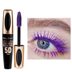 Mascara télescopique violet 5D pour les yeux,Imperméable à l'eau,Longue durée,Effet bouclé,Mascara anti,clump,Effet faux cils,Utilisation pour cosplay (Tuyau noir - Violet) (BENstore, neuf)