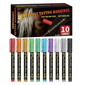 Marqueurs pour la Peau | 10 Couleurs Feutre Temporaire Lavable - Lavable R&eacute;sistant &agrave; l'Eau Marqueurs,pour Adultes F&ecirc;te Maquillage Concert (bactsm, neuf)
