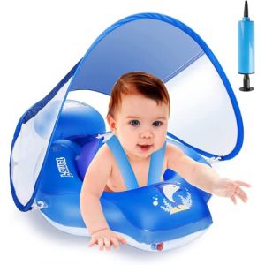 Bou&eacute;e B&eacute;b&eacute; Piscine avec Pare Soleil Amovible, Bouee Bebe Parasol, B&eacute;b&eacute; Si&egrave;ge De Piscine de Bouee Bebe Piscine, Flotteur de Natation Gonflable Gonflable pour b&eacute;b&eacute; de 3 &agrave; 36 Mois, Bleu L (Jiuqiushangmao, neuf)