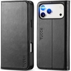 TUCCH Coque pour iPhone 17 Pro Max 6,9-Pouces 5G 2025 [Blocage RFID] Portefeuille | Etui &agrave; Clapet Antichoc TPU Housse Cuir Synth&eacute;tique Fonction Support 3 Fentes pour Cartes Protection Int&eacute;grale, Noir (EC-GLOBAL FR, neuf)