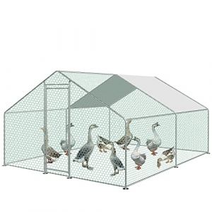 ISOISL Poulailler 3x4x2m Enclos avec Serrure Acier Galvanisé Petit Enclos Extérieur Volière pour Poules, Petits Animaux, Cage à Oiseaux (BestPuzzle360 GmbH, neuf)