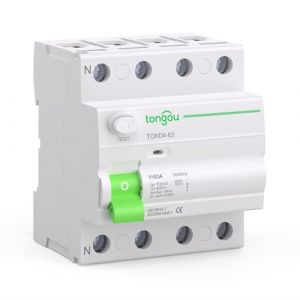 TONGOU Type A Disjoncteur Diff&eacute;rentiel 63A 100mA 400V 3P+N, convient aux maisons familiales, aux petits b&acirc;timents commerciaux et &agrave; d'autres sc&eacute;narios (Tongou Electrical, neuf)
