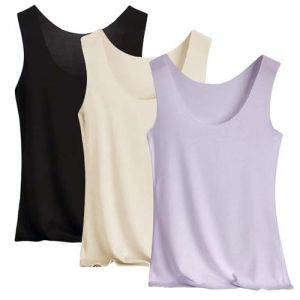 Lot de 3 d&eacute;bardeurs thermiques en coton pour femme avec doublure en polaire, caraco sans manches, couche de base essentielle, gilet chaud sans couture avec encolure d&eacute;gag&eacute;e, L (JUDERTHJX, neuf)