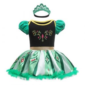 Lito Angels Deguisement Robe Princesse Anna avec Bandeau pour Bebe Fille, Anniversaire Fete Carnaval Costume Barboteuse Body Ete, Taille 12-18 mois (&eacute;tiquette en tissu 90) (Lito Angels FR, neuf)