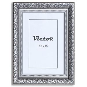 Victor Cadre Photo Rubens en 10x15 cm (A6) Noir Argent - Bar: 30x20mm - Verre Véritable - Châssis pour l'image Baroque - Antique - Vintage 10x15 (Victor_Store, neuf)