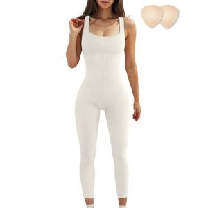 Merlvida Combinaison Femme Sport Sans Couture Jumpsuit Fitness Ajust&eacute; et &Eacute;lastique Skinny Une Pi&egrave;ce Tenue Sportive Sexy Gym Surv&ecirc;tement Pour Sports Yoga Jogging (Merlvida Direct, neuf)